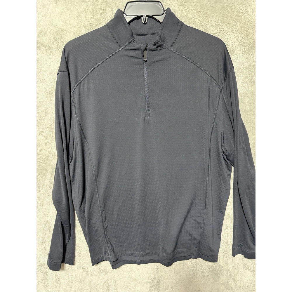 IBKUL Pullover Shirt Mens XL Black Quarter Zip Long Sleeve UPF 50+ Athletic Gray